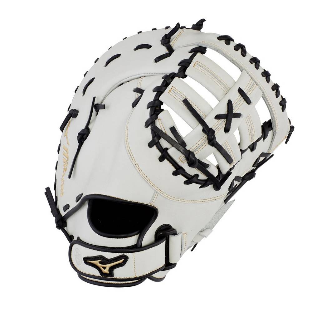 Catchers Mitt Mizuno Softball MVP Prime Fastpitch First Base 13" - Mulher - Branco/Pretas - WZCSP905